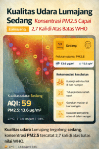 Kualitas Udara Lumajang Sedang, Konsentrasi PM2.5 Capai 2,7 Kali di Atas Batas WHO