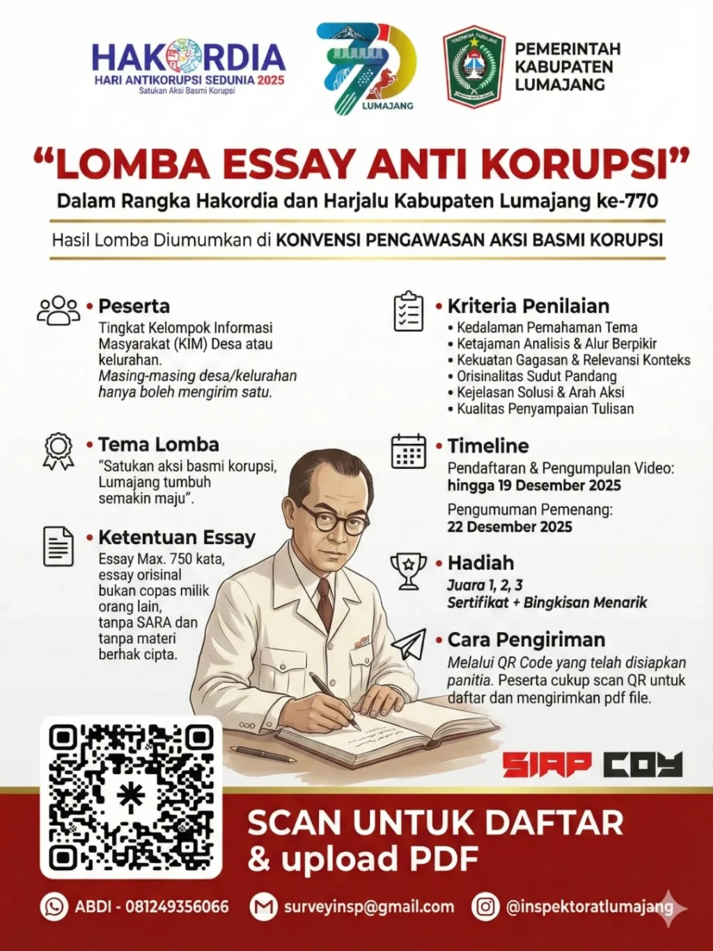 Pemkab Lumajang Gelar Lomba Esai Anti Korupsi dalam Rangka Hakordia dan Harjalu ke-770