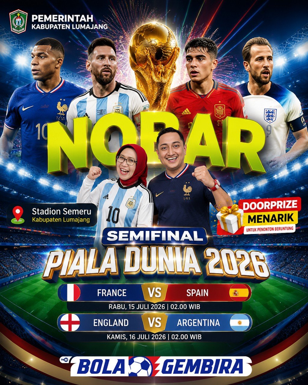 Gelar Nobar Gratis Semifinal Piala Dunia 2026, Pemkab Lumajang Fasilitasi Lapak UMKM